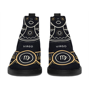 Vintage Virgo Zodiac Sign Print Flat Ankle Boots