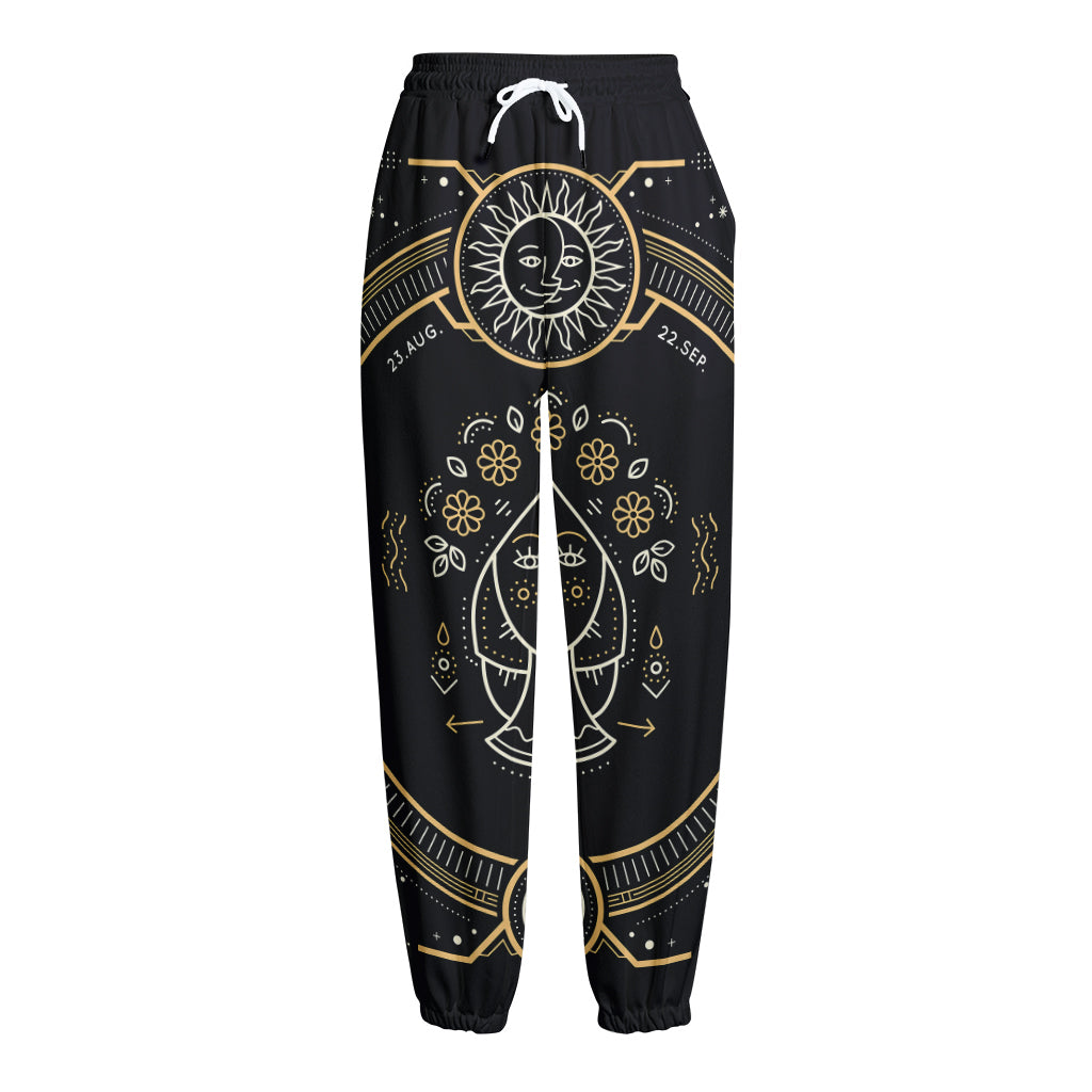Vintage Virgo Zodiac Sign Print Fleece Lined Knit Pants