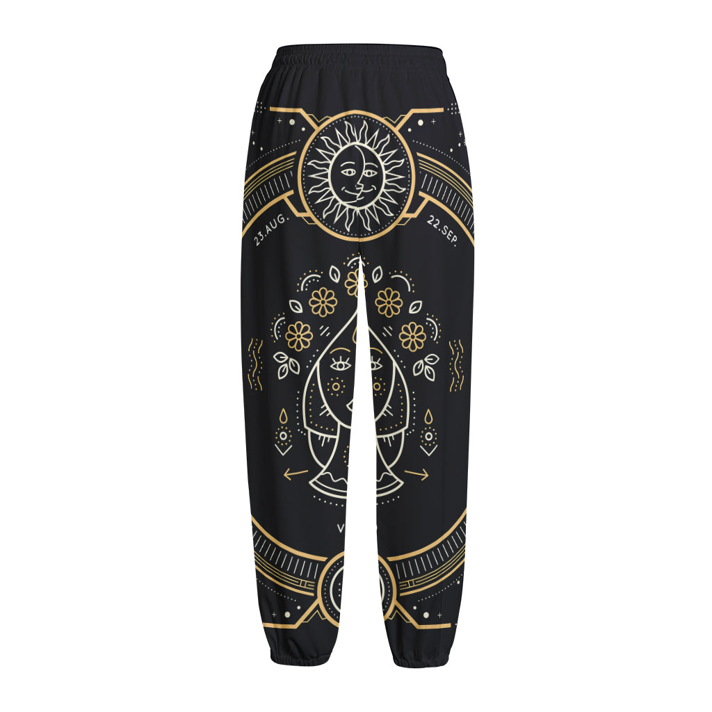 Vintage Virgo Zodiac Sign Print Fleece Lined Knit Pants