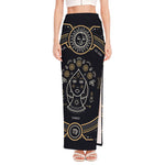 Vintage Virgo Zodiac Sign Print High Slit Maxi Skirt