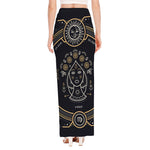 Vintage Virgo Zodiac Sign Print High Slit Maxi Skirt