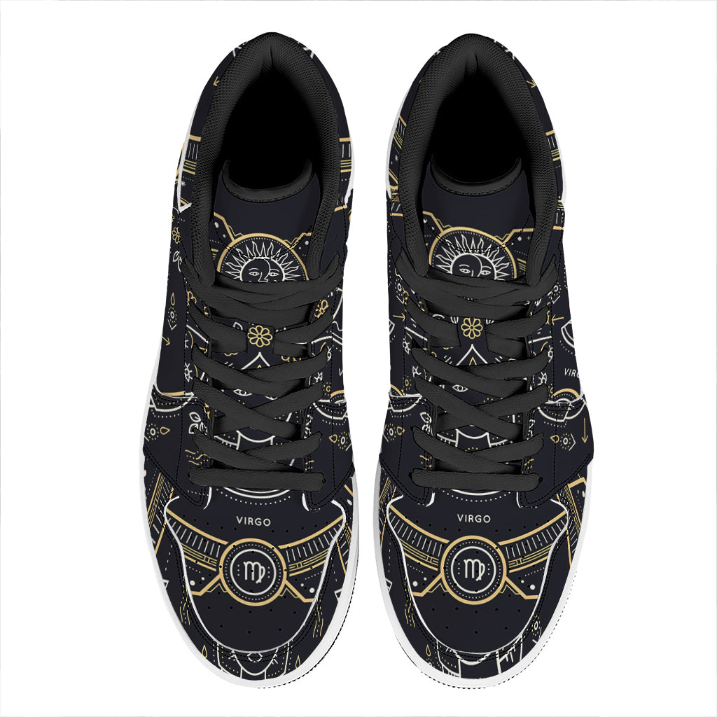 Vintage Virgo Zodiac Sign Print High Top Leather Sneakers