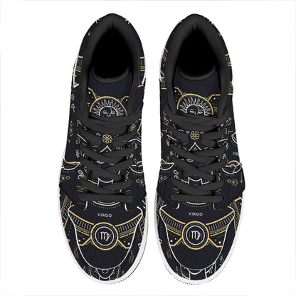 Vintage Virgo Zodiac Sign Print High Top Leather Sneakers