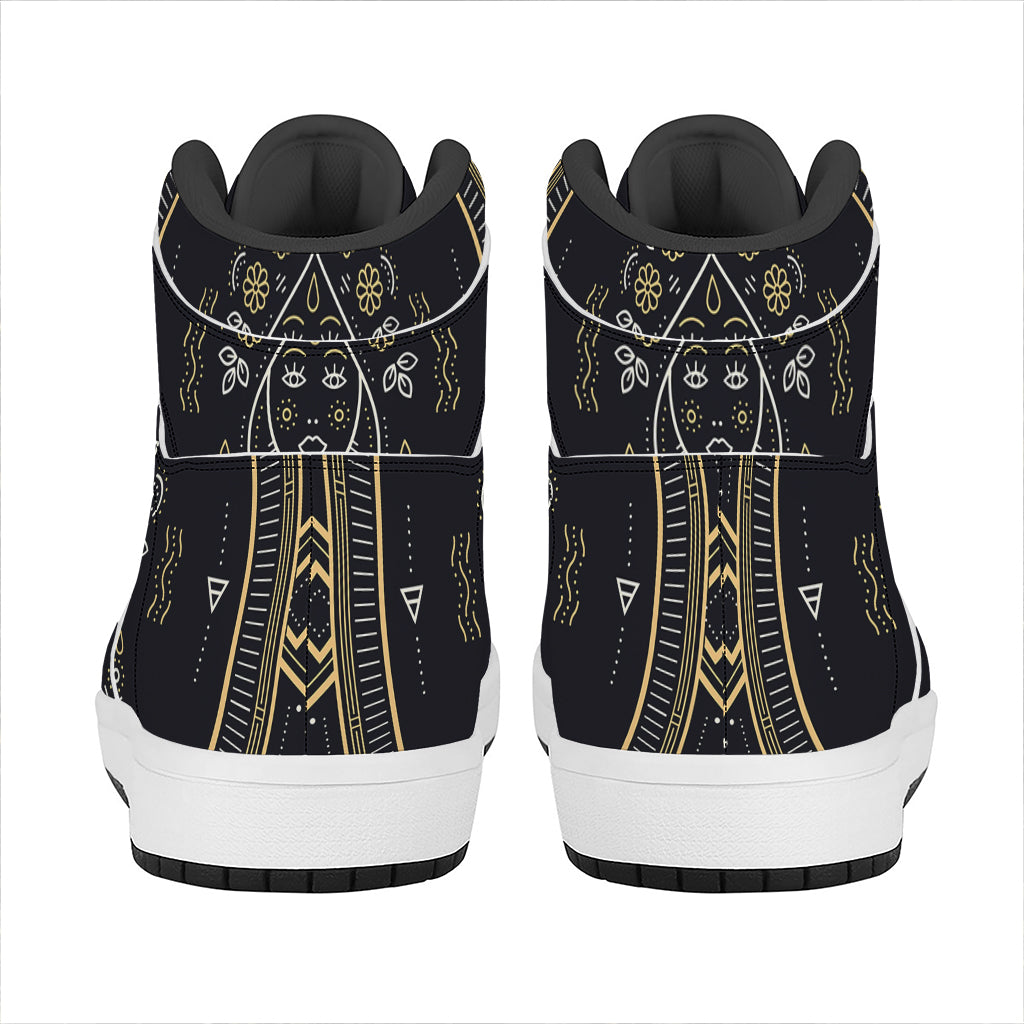 Vintage Virgo Zodiac Sign Print High Top Leather Sneakers