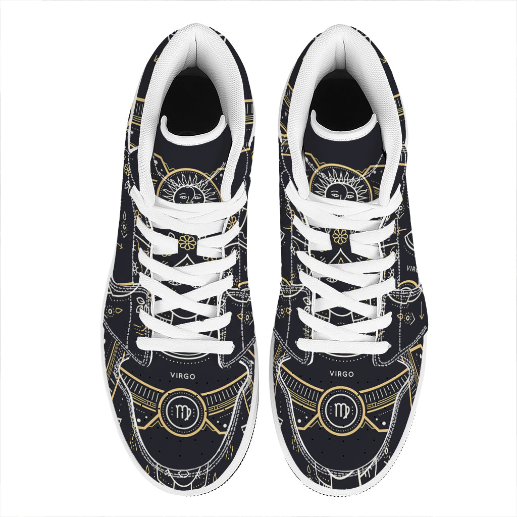 Vintage Virgo Zodiac Sign Print High Top Leather Sneakers