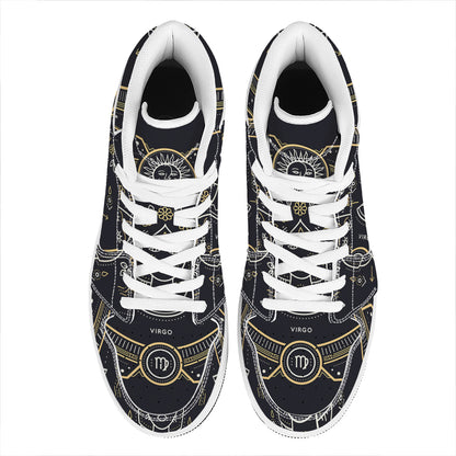 Vintage Virgo Zodiac Sign Print High Top Leather Sneakers