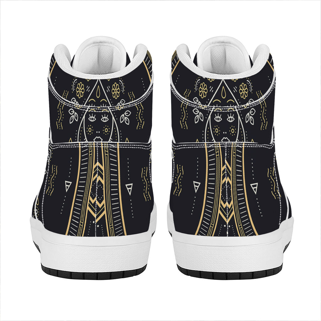 Vintage Virgo Zodiac Sign Print High Top Leather Sneakers