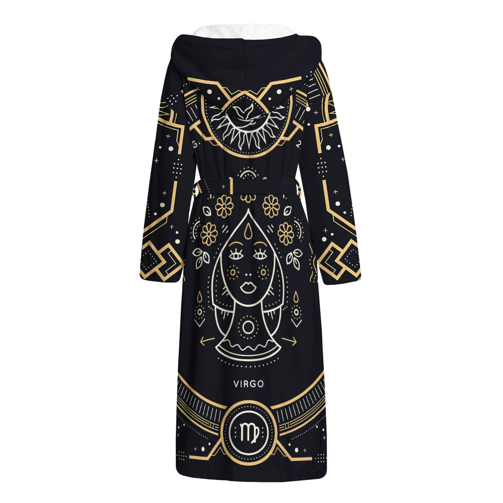 Vintage Virgo Zodiac Sign Print Hooded Bathrobe