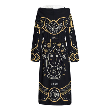 Vintage Virgo Zodiac Sign Print Hooded Bathrobe