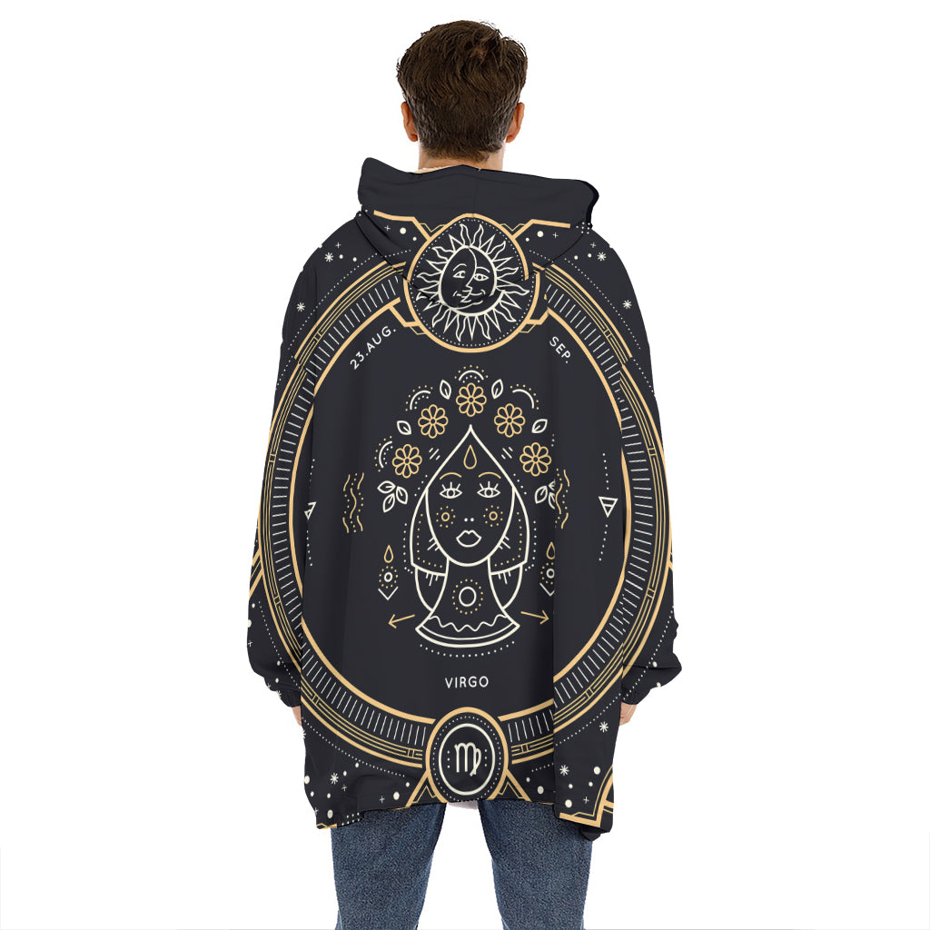 Vintage Virgo Zodiac Sign Print Hoodie Blanket