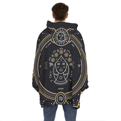 Vintage Virgo Zodiac Sign Print Hoodie Blanket