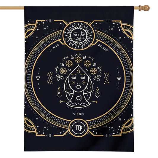 Vintage Virgo Zodiac Sign Print House Flag