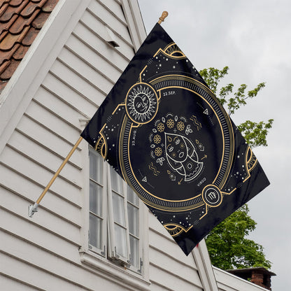Vintage Virgo Zodiac Sign Print House Flag
