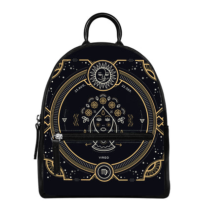 Vintage Virgo Zodiac Sign Print Leather Backpack