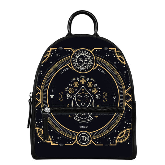 Vintage Virgo Zodiac Sign Print Leather Backpack