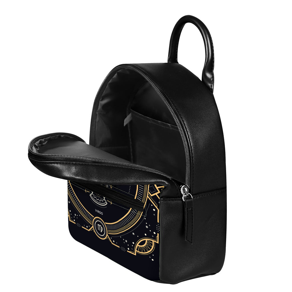 Vintage Virgo Zodiac Sign Print Leather Backpack