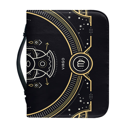Vintage Virgo Zodiac Sign Print Leather Bible Cover