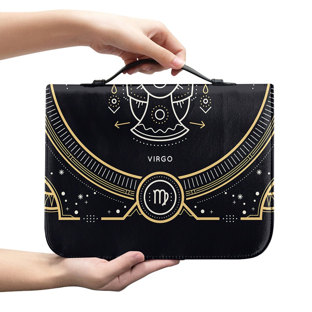Vintage Virgo Zodiac Sign Print Leather Bible Cover