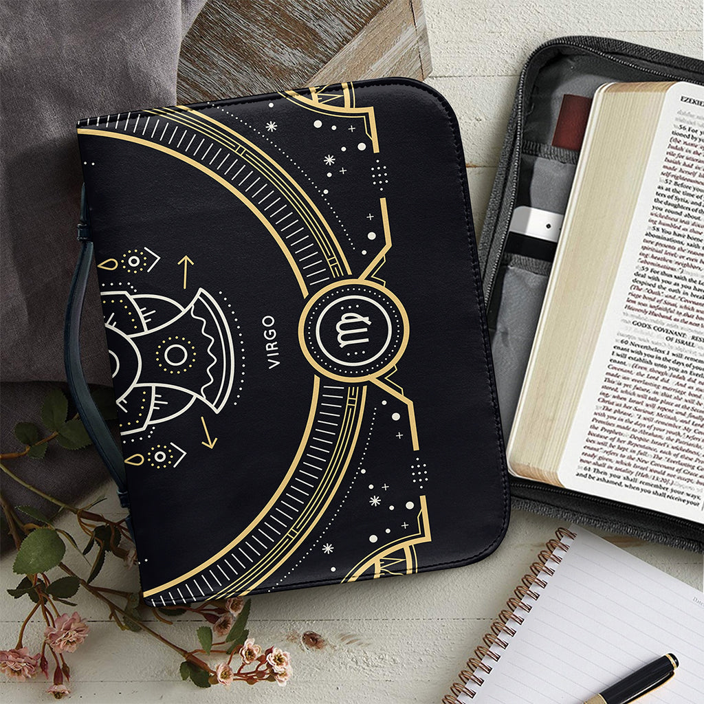 Vintage Virgo Zodiac Sign Print Leather Bible Cover