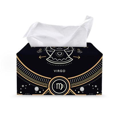 Vintage Virgo Zodiac Sign Print Leather Tissue Box Cover