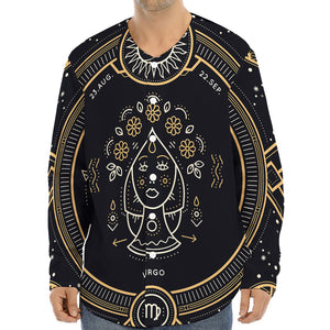 Vintage Virgo Zodiac Sign Print Long Sleeve Baseball Jersey