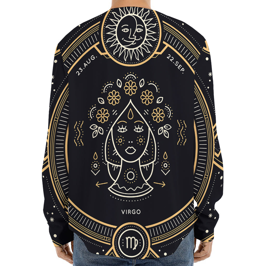 Vintage Virgo Zodiac Sign Print Long Sleeve Baseball Jersey