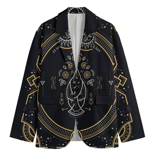 Vintage Virgo Zodiac Sign Print Men's Cotton Blazer