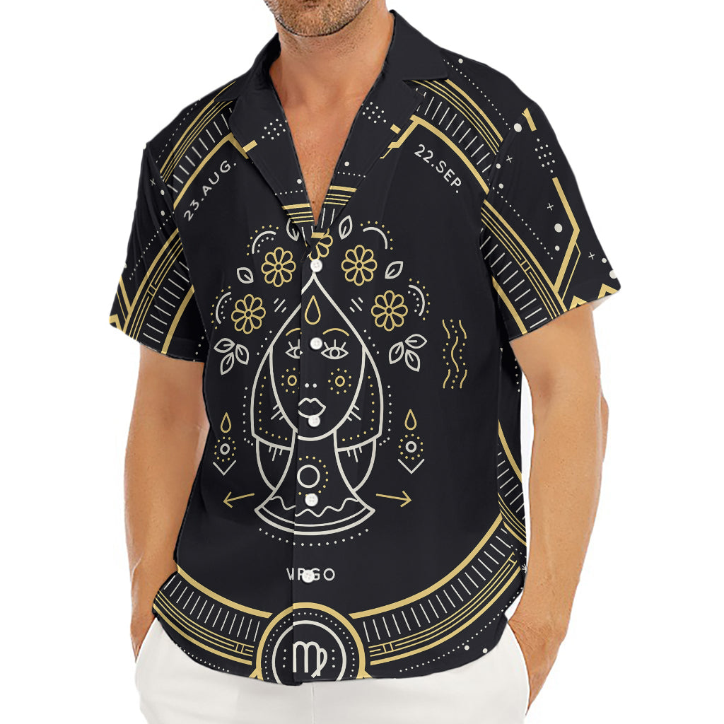 Vintage Virgo Zodiac Sign Print Men's Deep V-Neck Shirt
