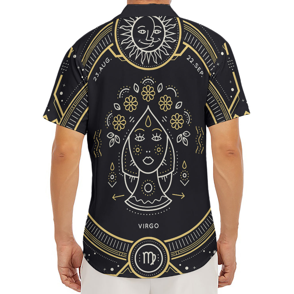 Vintage Virgo Zodiac Sign Print Men's Deep V-Neck Shirt