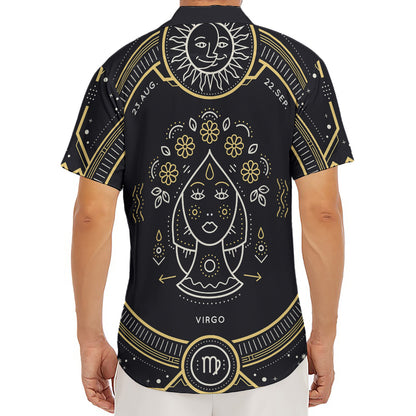 Vintage Virgo Zodiac Sign Print Men's Deep V-Neck Shirt