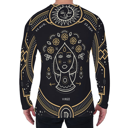 Vintage Virgo Zodiac Sign Print Men's Long Sleeve T-Shirt