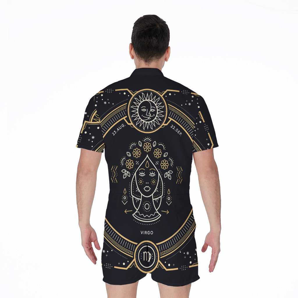 Vintage Virgo Zodiac Sign Print Men's Rompers