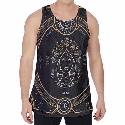 Vintage Virgo Zodiac Sign Print Men's Velvet Tank Top