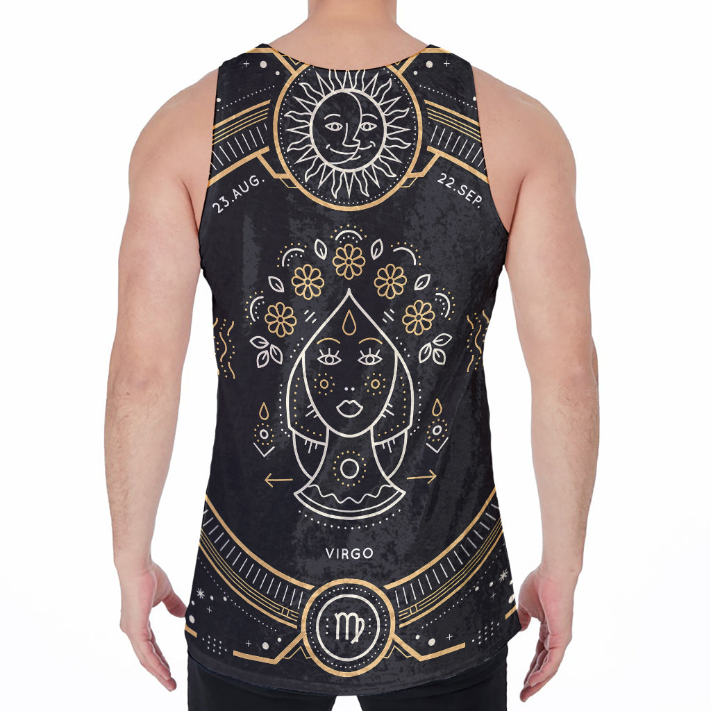 Vintage Virgo Zodiac Sign Print Men's Velvet Tank Top