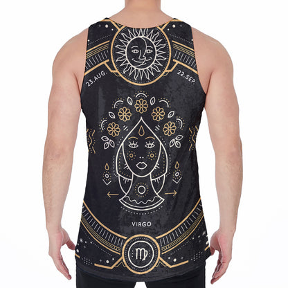 Vintage Virgo Zodiac Sign Print Men's Velvet Tank Top