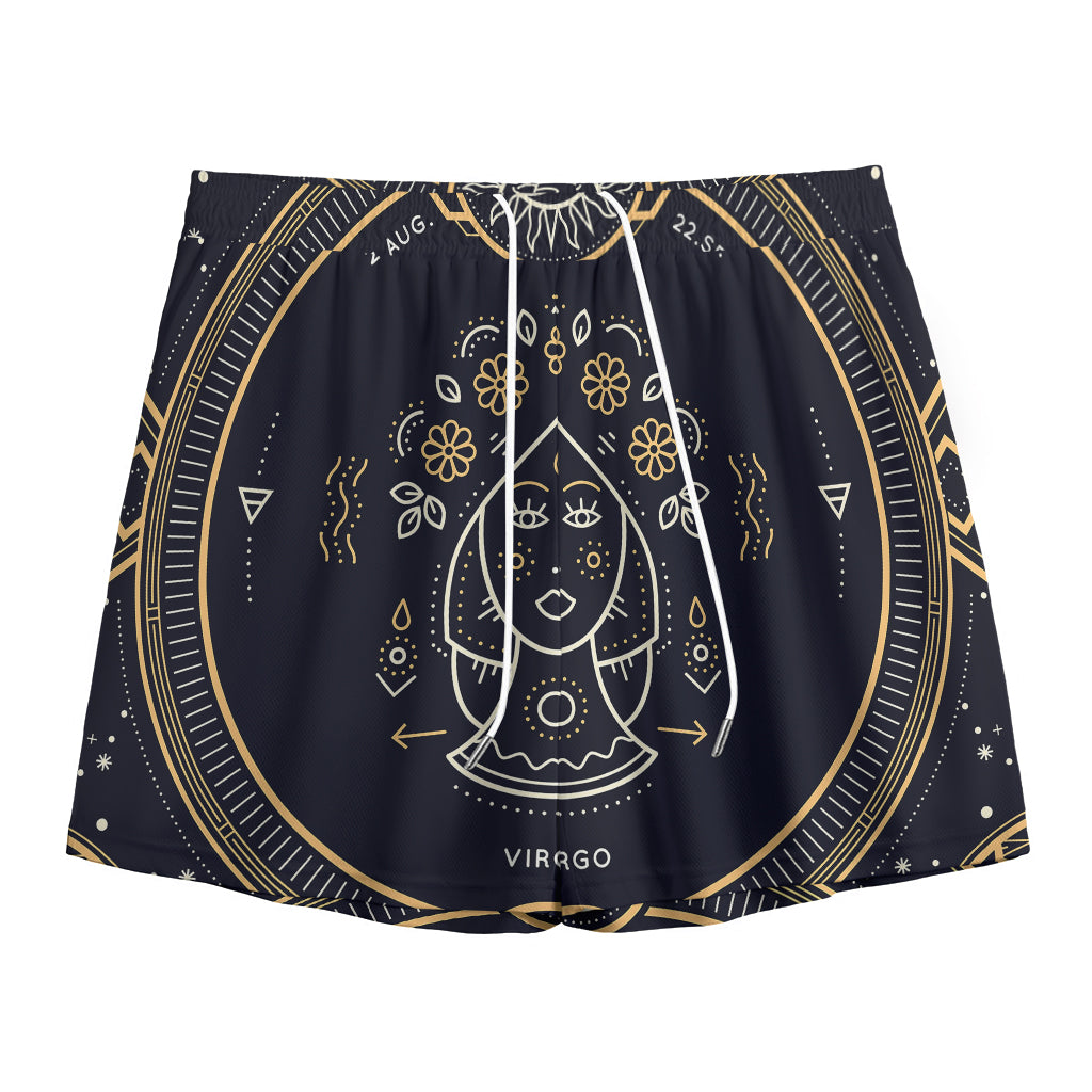 Vintage Virgo Zodiac Sign Print Mesh Shorts