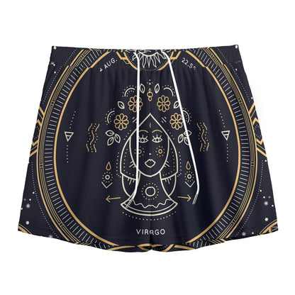 Vintage Virgo Zodiac Sign Print Mesh Shorts