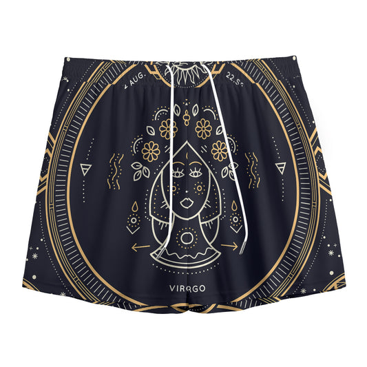 Vintage Virgo Zodiac Sign Print Mesh Shorts