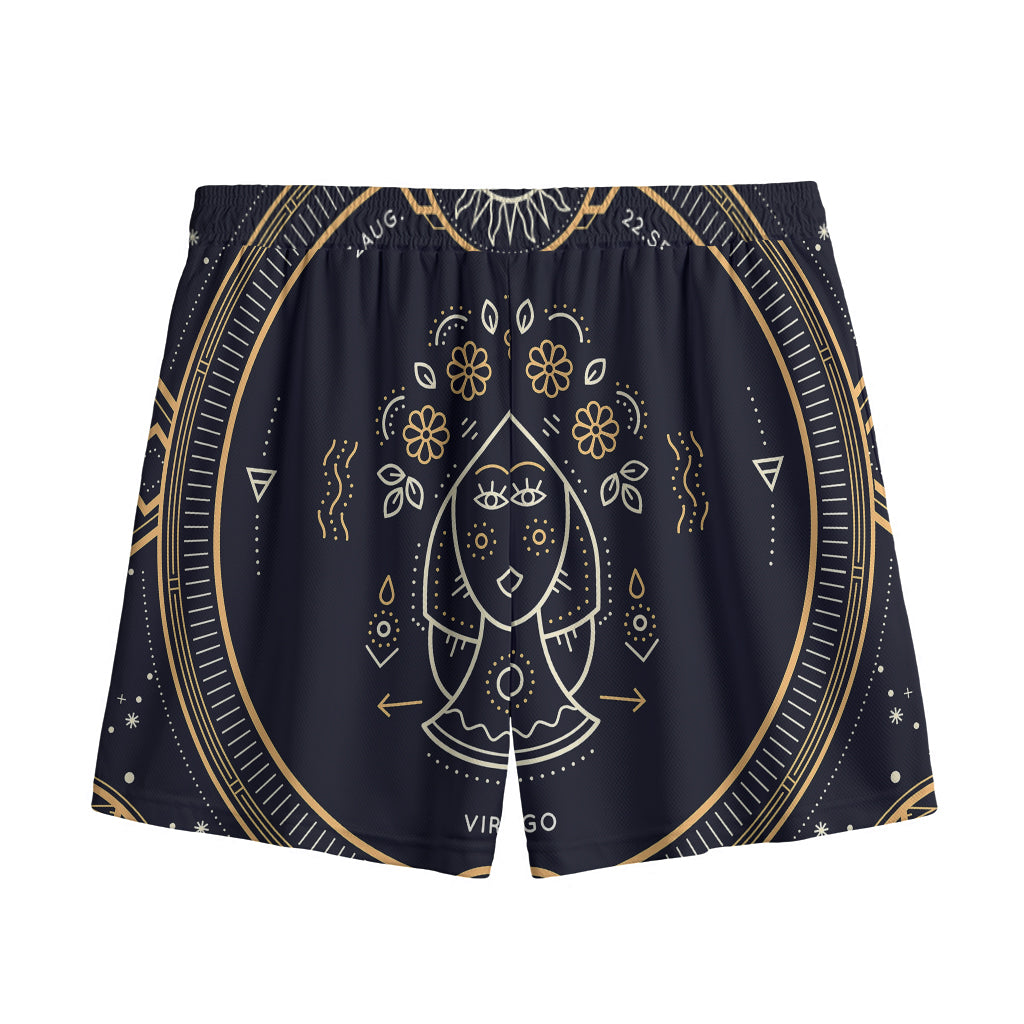 Vintage Virgo Zodiac Sign Print Mesh Shorts