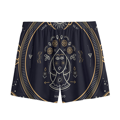 Vintage Virgo Zodiac Sign Print Mesh Shorts