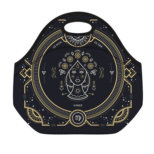 Vintage Virgo Zodiac Sign Print Neoprene Lunch Bag