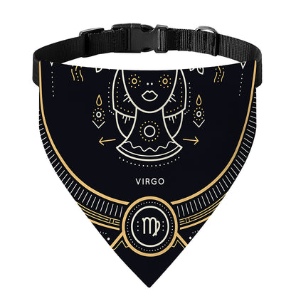 Vintage Virgo Zodiac Sign Print Over The Collar Dog Bandana