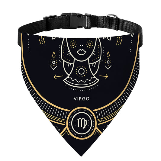 Vintage Virgo Zodiac Sign Print Over The Collar Dog Bandana