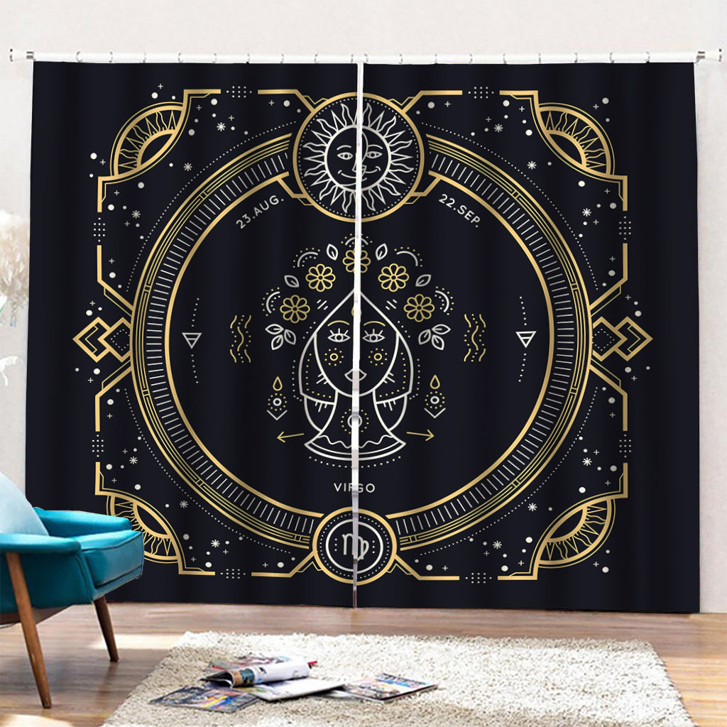 Vintage Virgo Zodiac Sign Print Pencil Pleat Curtains