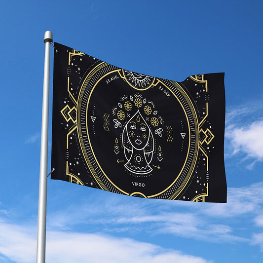 Vintage Virgo Zodiac Sign Print Polyester Flag