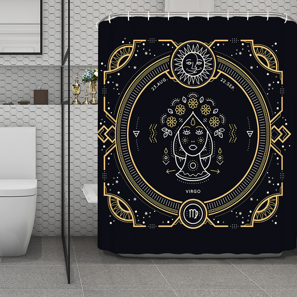Vintage Virgo Zodiac Sign Print Polyester Shower Curtain