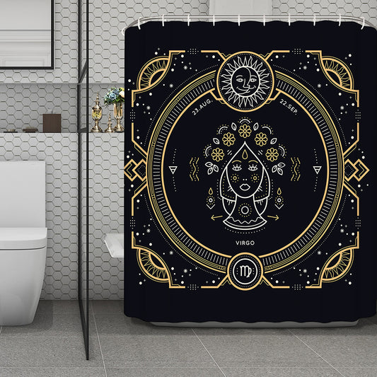 Vintage Virgo Zodiac Sign Print Polyester Shower Curtain
