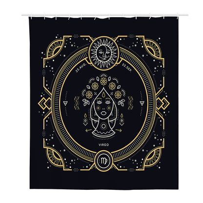 Vintage Virgo Zodiac Sign Print Polyester Shower Curtain