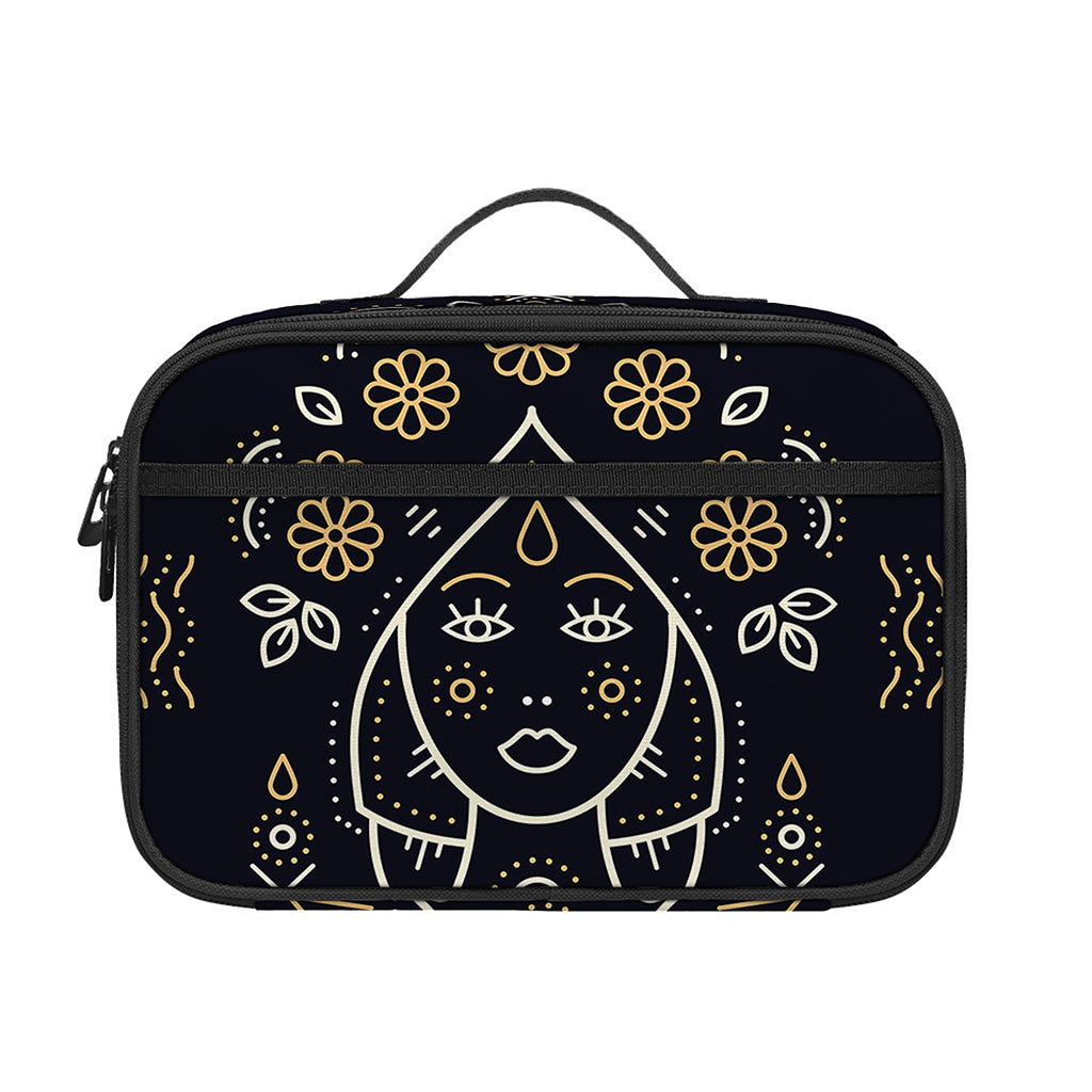 Vintage Virgo Zodiac Sign Print Portable Lunch Bag