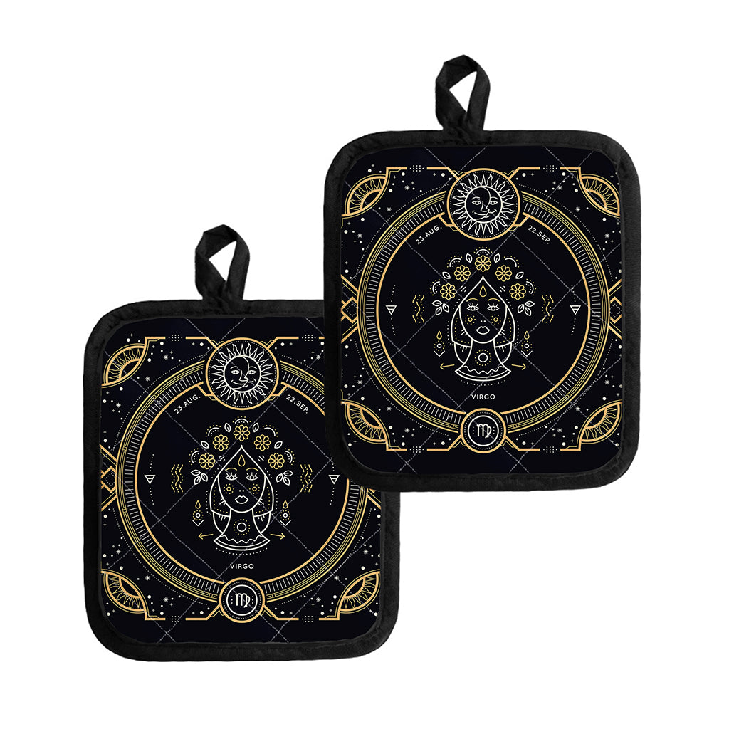 Vintage Virgo Zodiac Sign Print Pot Holders